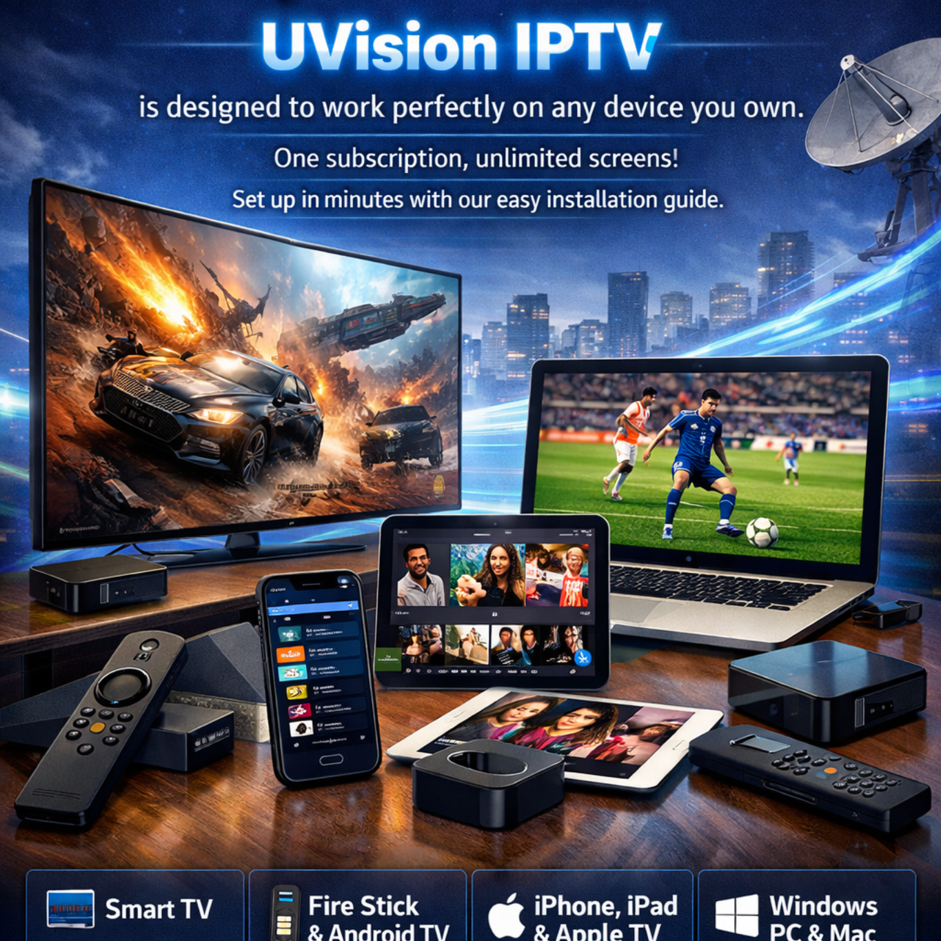 UVision IPTV auf Smart TV, Handy, Tablet — Alle Geräte